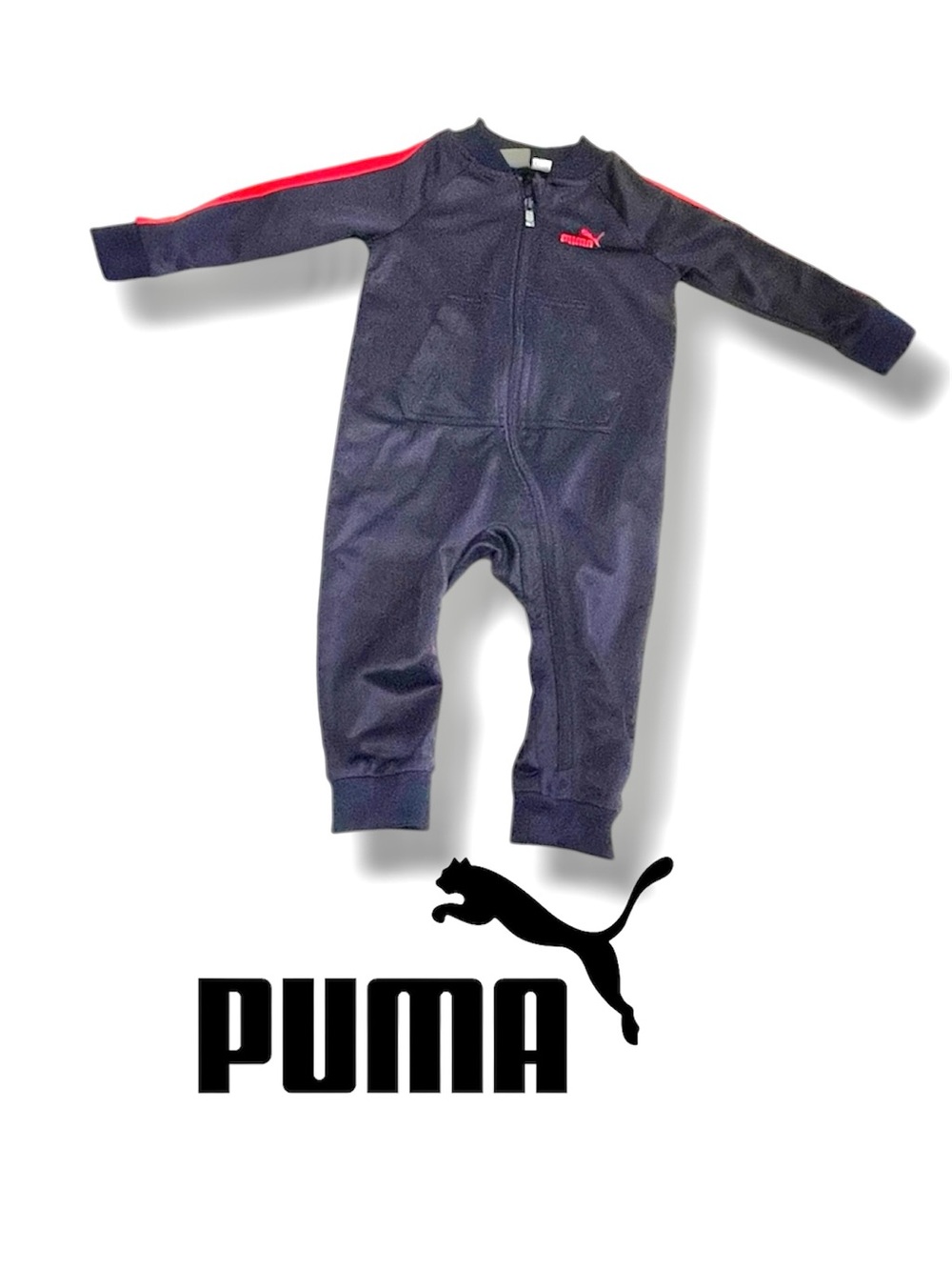 Puma Full Zip Jumpsuit Long Sleeve Baby Romper Size 12 Months